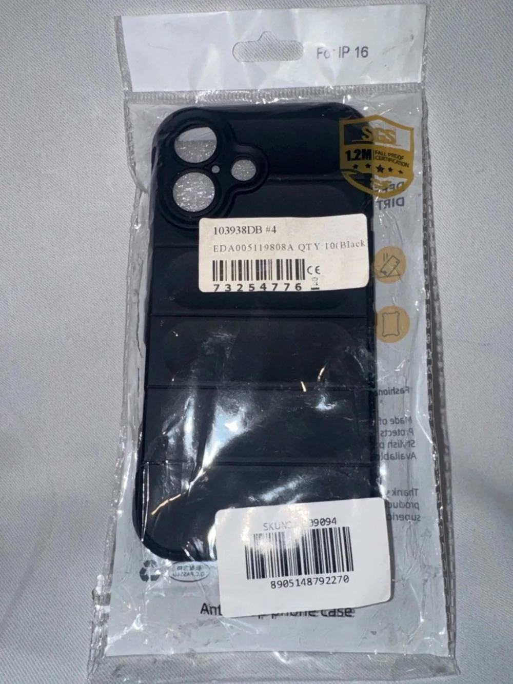 iPhone 16 Black Protective Phone Case Drop Tested Slim Cover